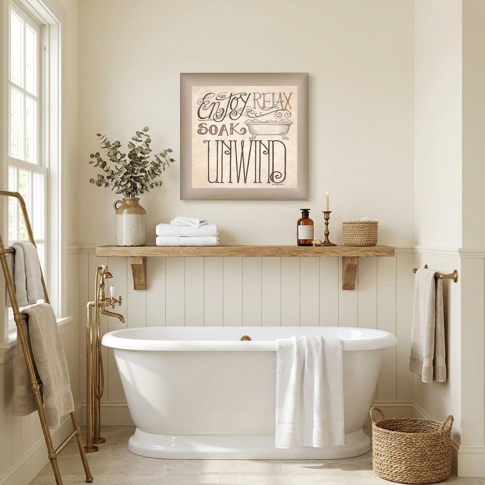 Soak and Relax 1 Brown Framed Print Bathroom Wall Art HomeRoots