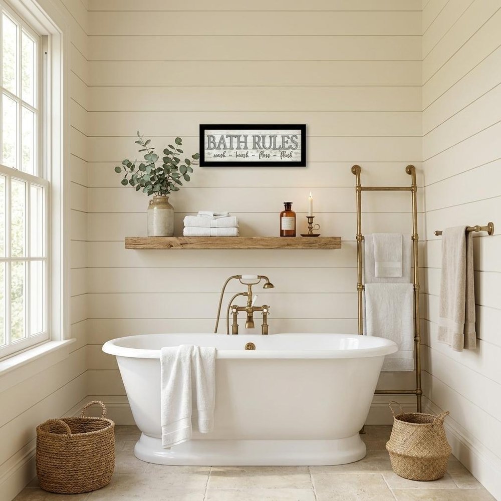 Bath Rules 3 Black Framed Print Bathroom Wall Art HomeRoots