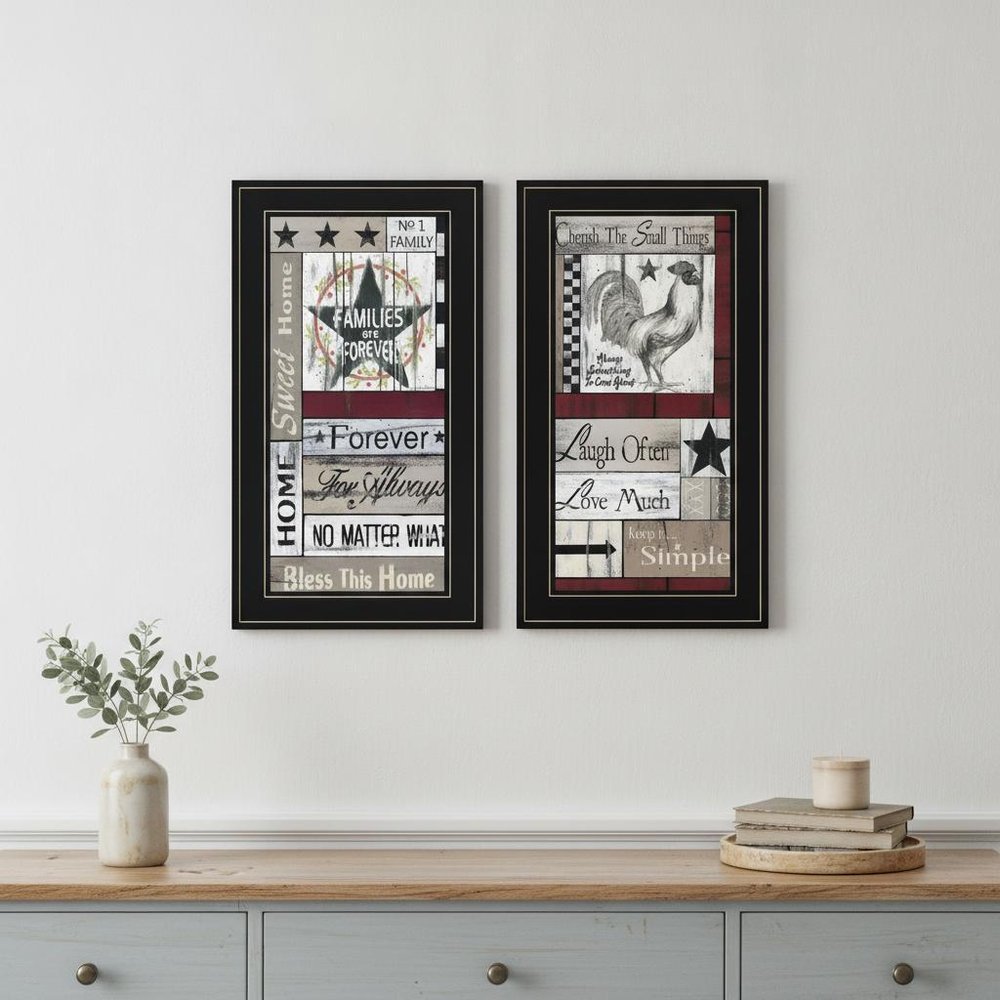 Set Of Two Family Wisdom Black Framed Print Wall Art HomeRoots