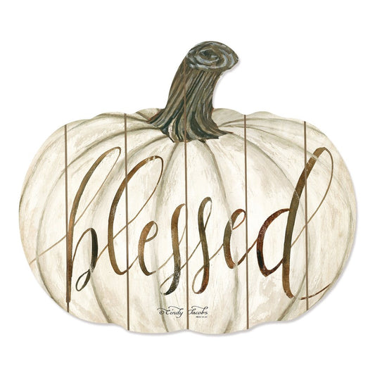 15" X 17" Brown And Ivory Pumpkin Wood Plank Hanging Wall Decor