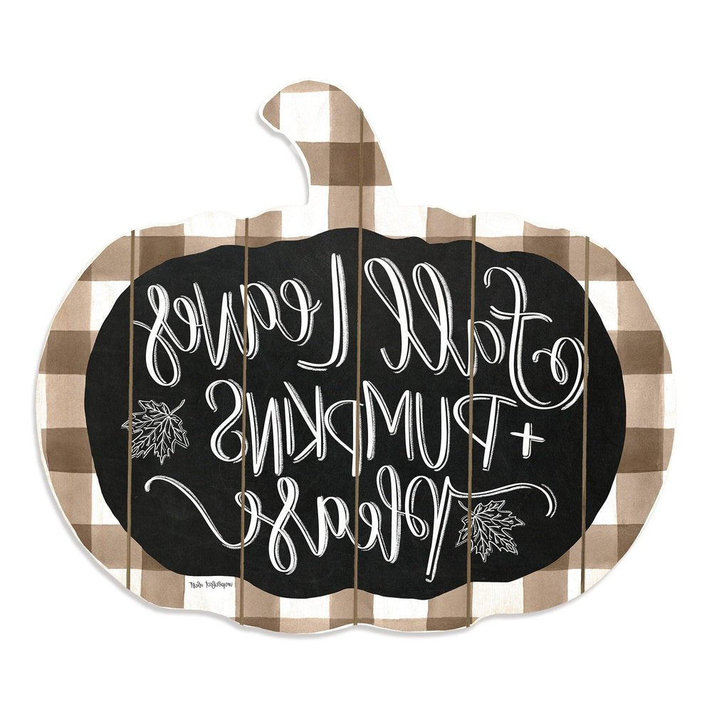 15" X 17" Brown And White Fall Leaves and Pumpkins Please Hanging Dimensional Sculpture