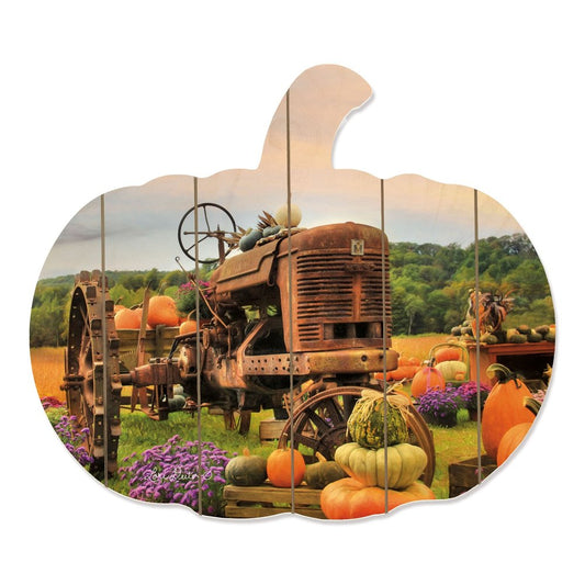 15" X 17" Green Orange And Purple Pumpkin, Vegetables Wood Hanging Dimensional Sculpture HomeRoots