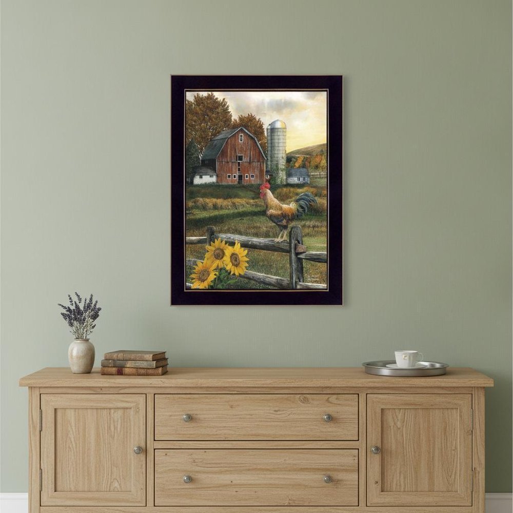 Early Rooster 1 Black Framed Print Wall Art HomeRoots