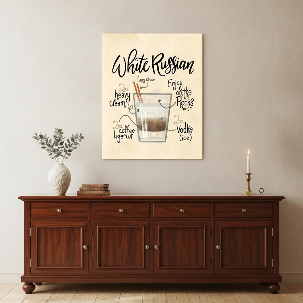 White Russian 1 Black Framed Print Wall Art HomeRoots