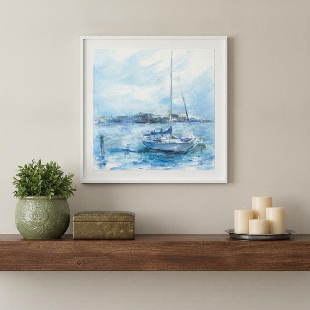 Serenity Sloop 1 White Framed Print Wall Art HomeRoots
