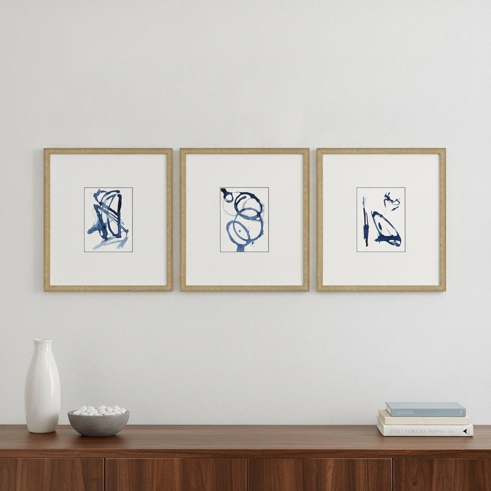 Set Of Three Mayhem II Framed Art Gold Picture Frame Print Wall Art HomeRoots