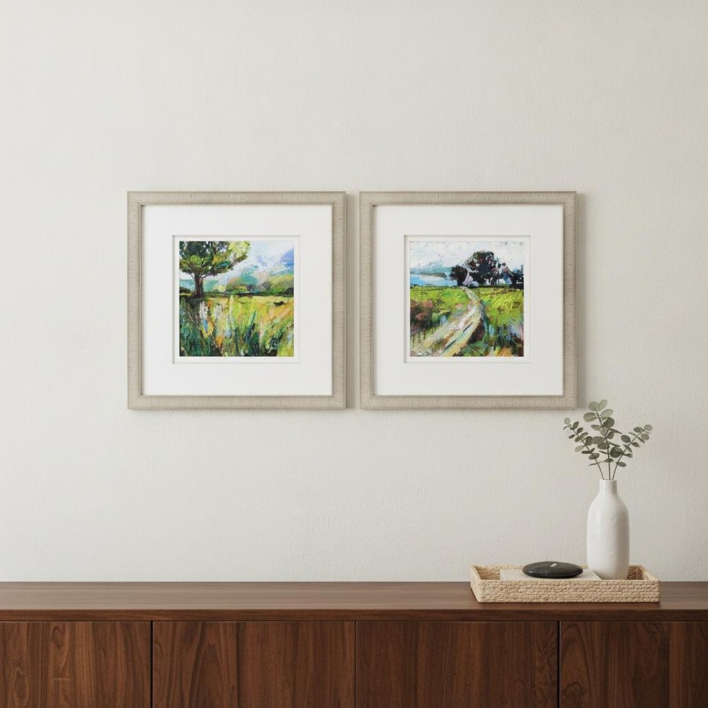 Set Of Two Wildflower Meadow Gold Framed Print Wall Art HomeRoots
