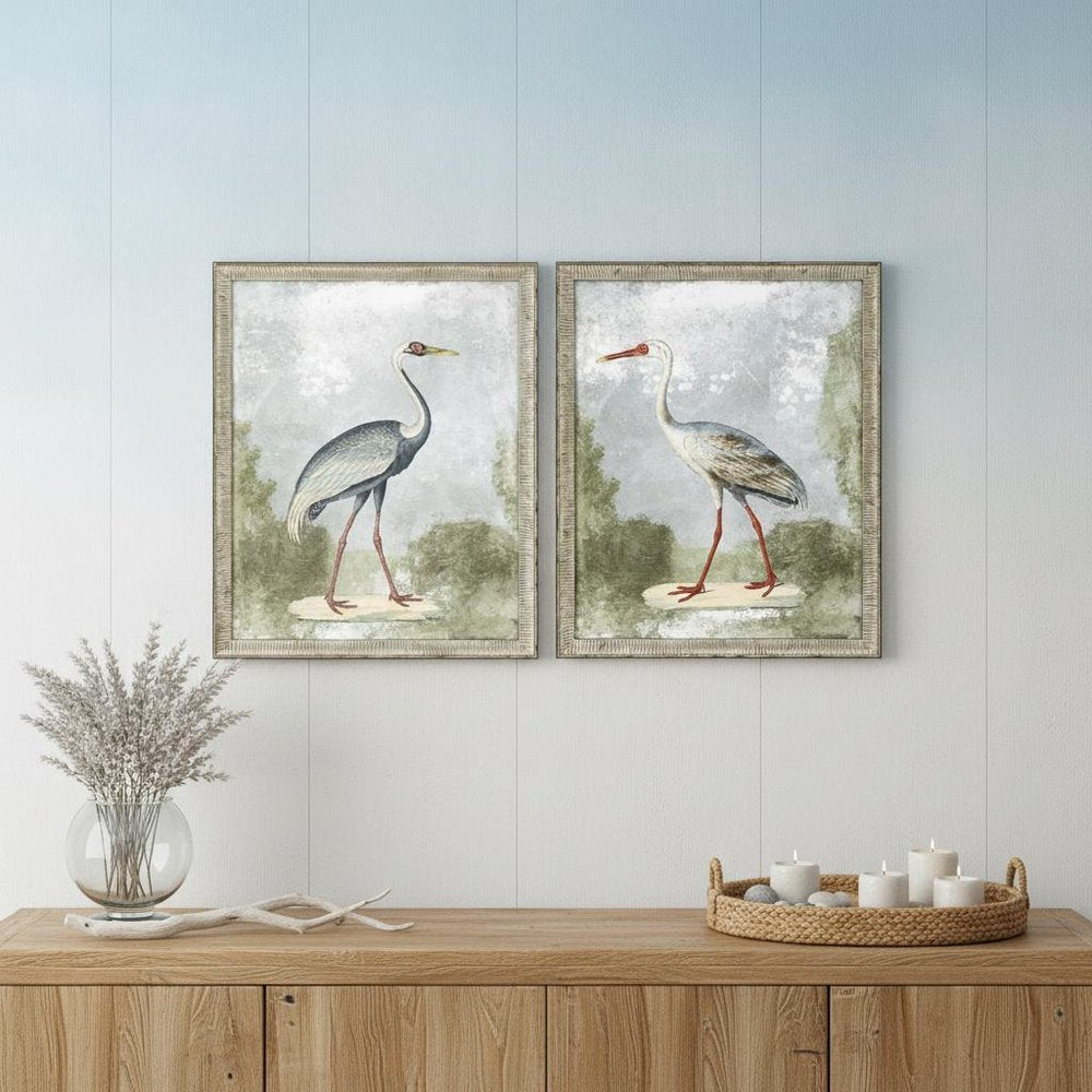Set Of Two Cranes I Silver Framed Print Wall Art HomeRoots