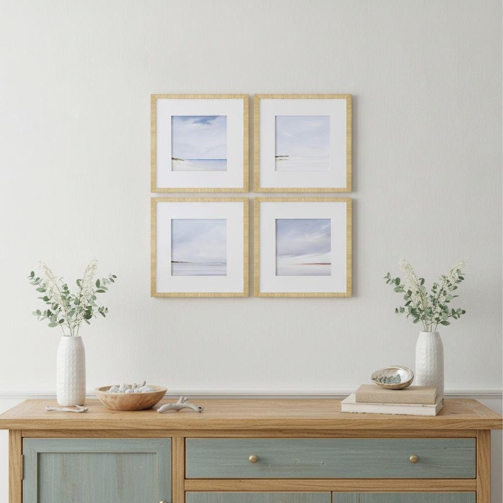 Set Of Four Shores Gold Framed Print Wall Art HomeRoots