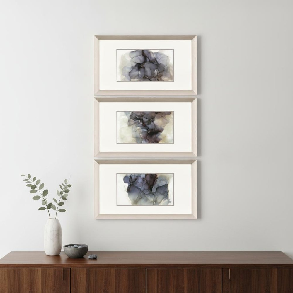 Set Of Three Soft Dreams Silver Framed Print Wall Art HomeRoots