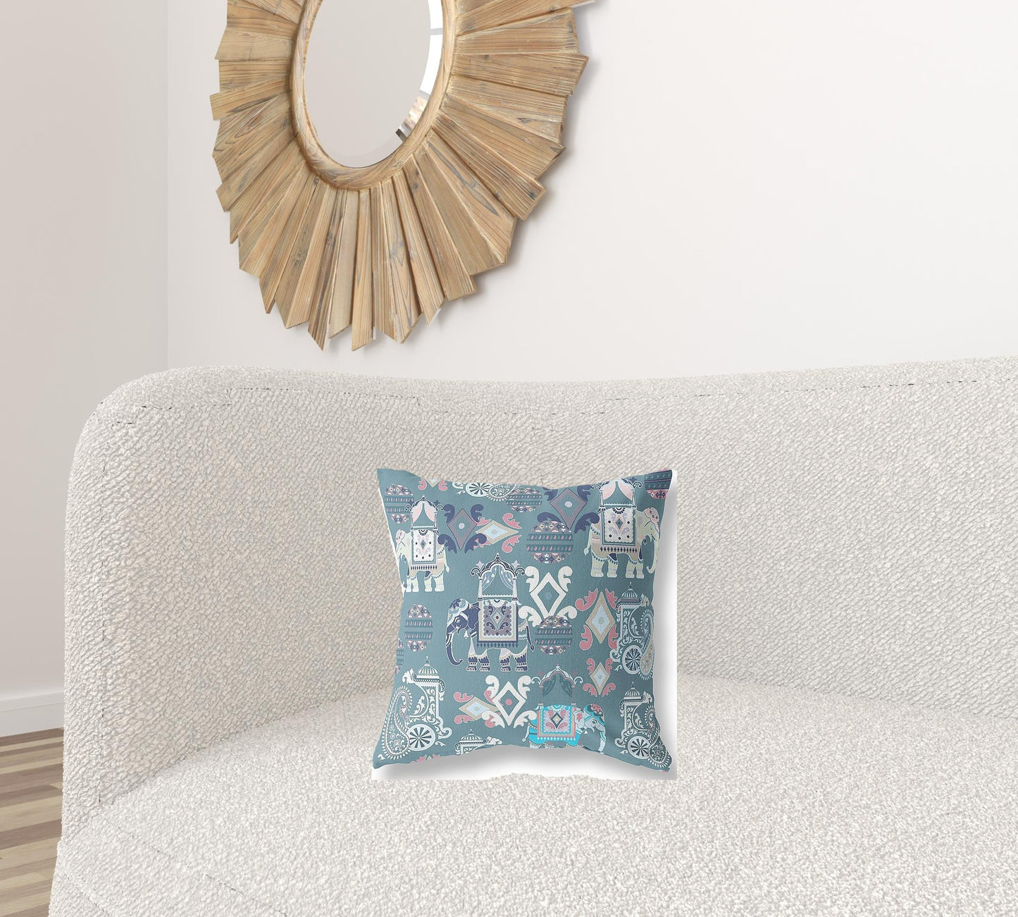 16" X 16" Gray And White Paisley Zippered Suede Throw Pillow FurniFindUSA