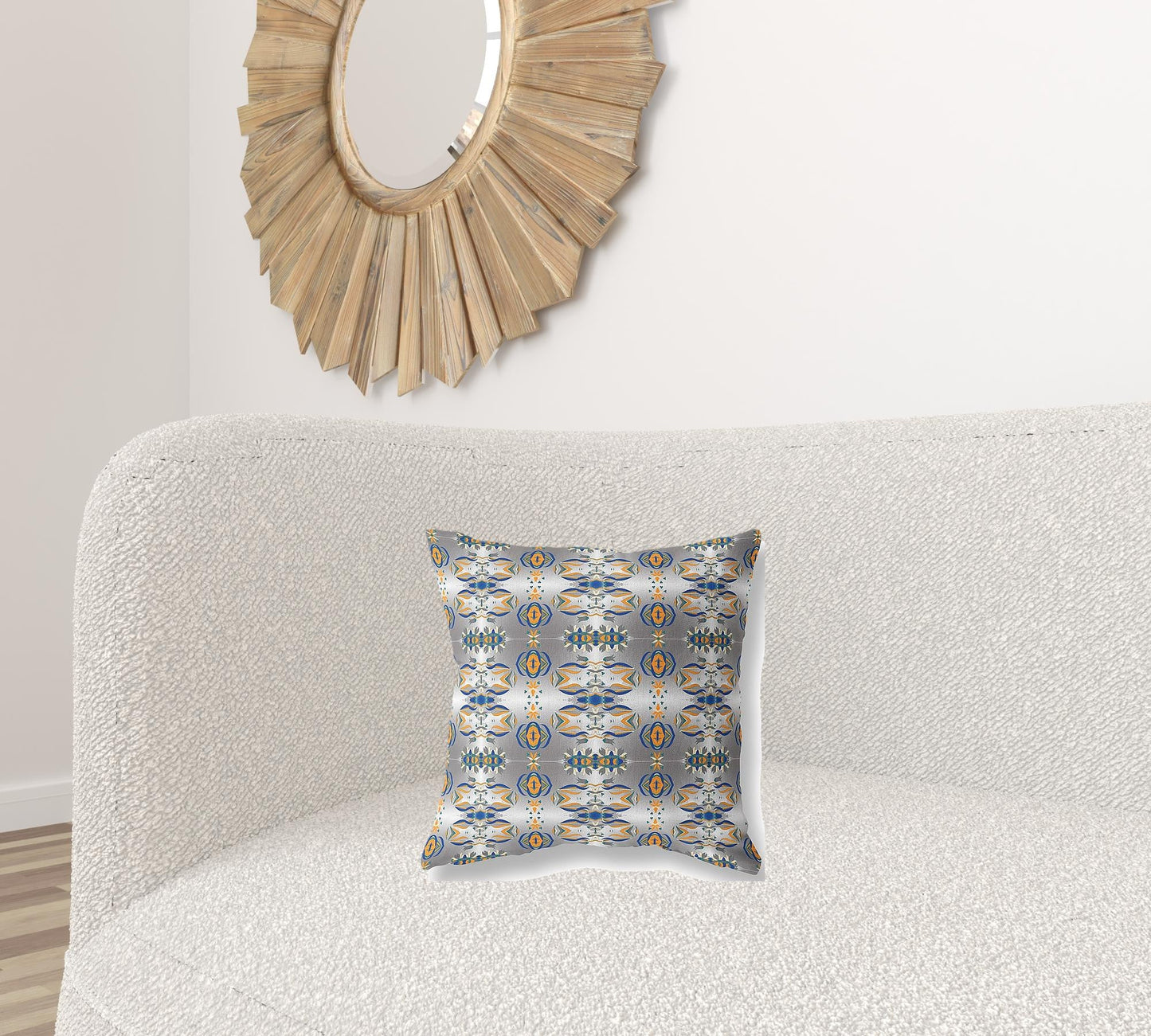 16" X 16" Gray And Orange Abstract Zippered Suede Throw Pillow FurniFindUSA