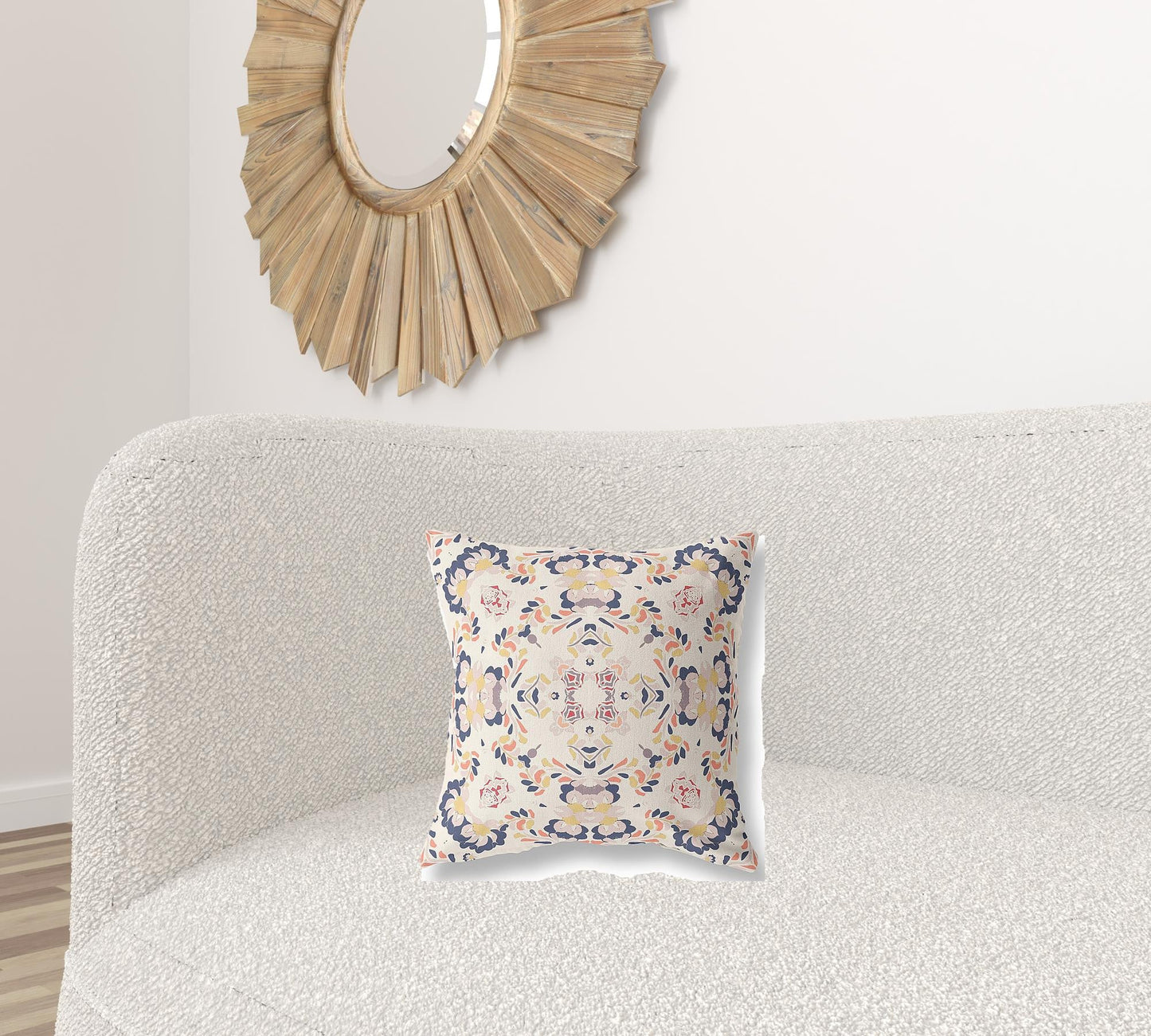 16" X 16" White And Blue Abstract Zippered Suede Throw Pillow FurniFindUSA