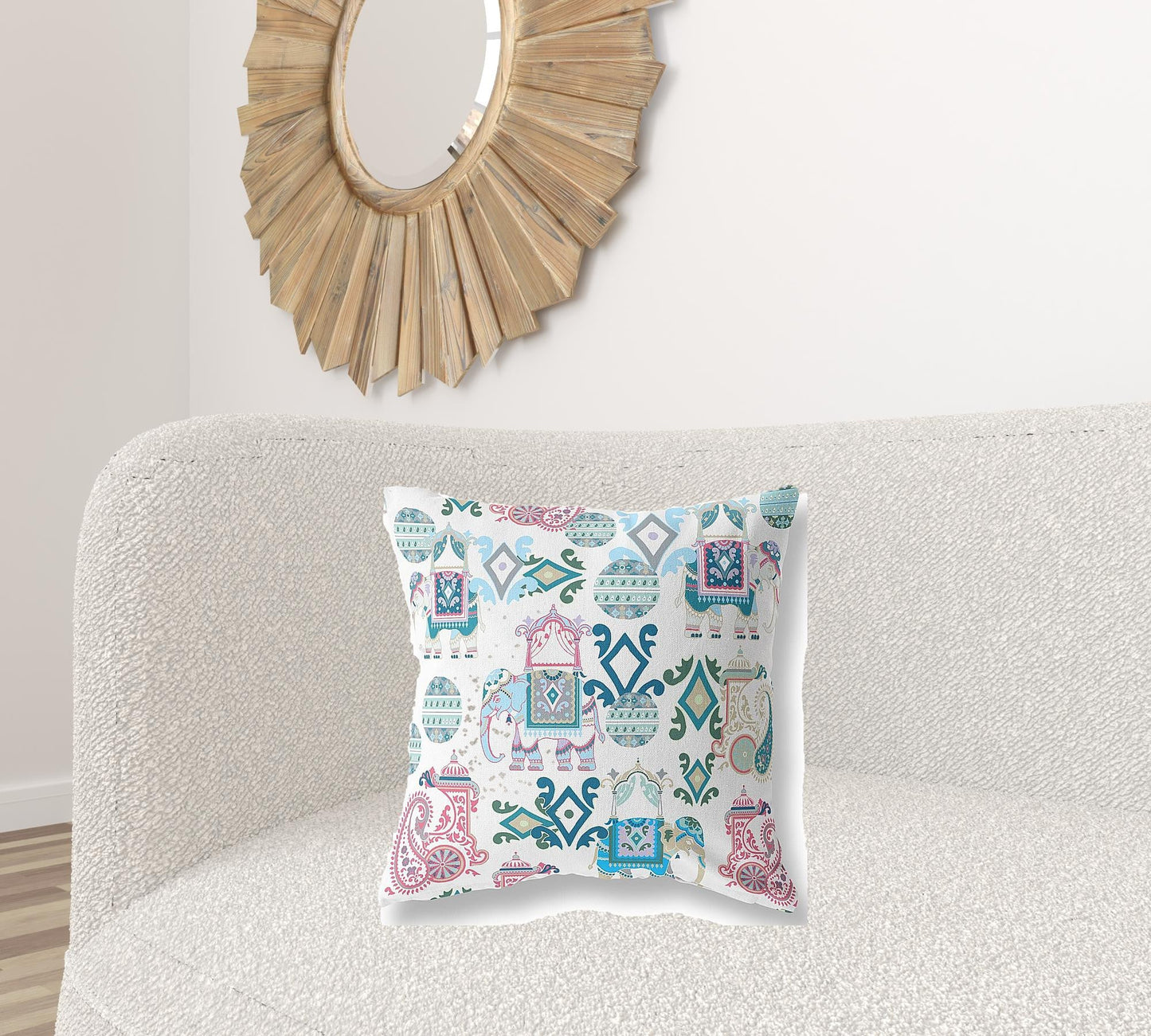 20" X 20" Pink And White Paisley Blown Seam Suede Throw Pillow FurniFindUSA