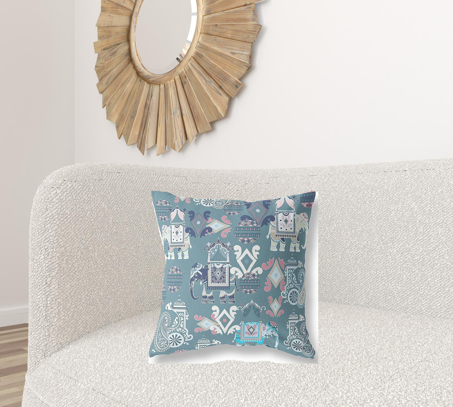 20" X 20" Gray And White Paisley Blown Seam Suede Throw Pillow FurniFindUSA