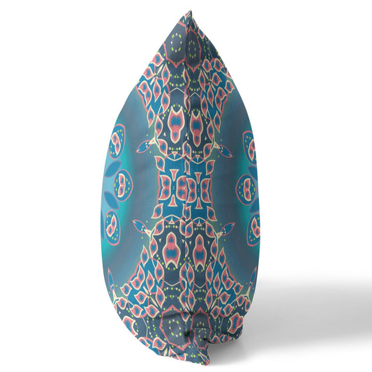 20" X 20" Blue And Pink Geometric Blown Seam Suede Throw Pillow FurniFindUSA