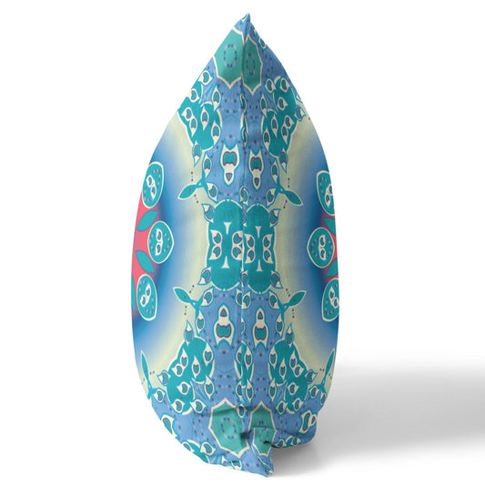 20" X 20" Blue And Red Geometric Blown Seam Suede Throw Pillow 5.0" (L) x 20.0" (W) x 20.0" (H) FurniFindUSA
