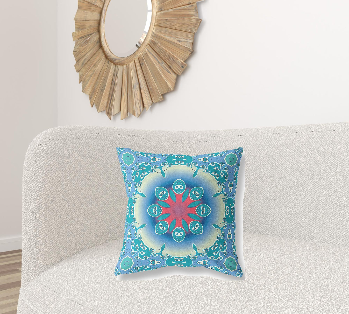 20" X 20" Blue And Red Geometric Blown Seam Suede Throw Pillow 5.0" (L) x 20.0" (W) x 20.0" (H) FurniFindUSA