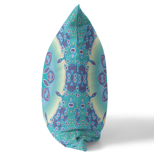 20" X 20" Blue And Purple Geometric Blown Seam Suede Throw Pillow FurniFindUSA