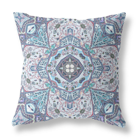 16"X16" Light Blue Microsuede Geometric Zippered Pillow 5.0" (L) x 16.0" (W) x 16.0" (H) FurniFindUSA