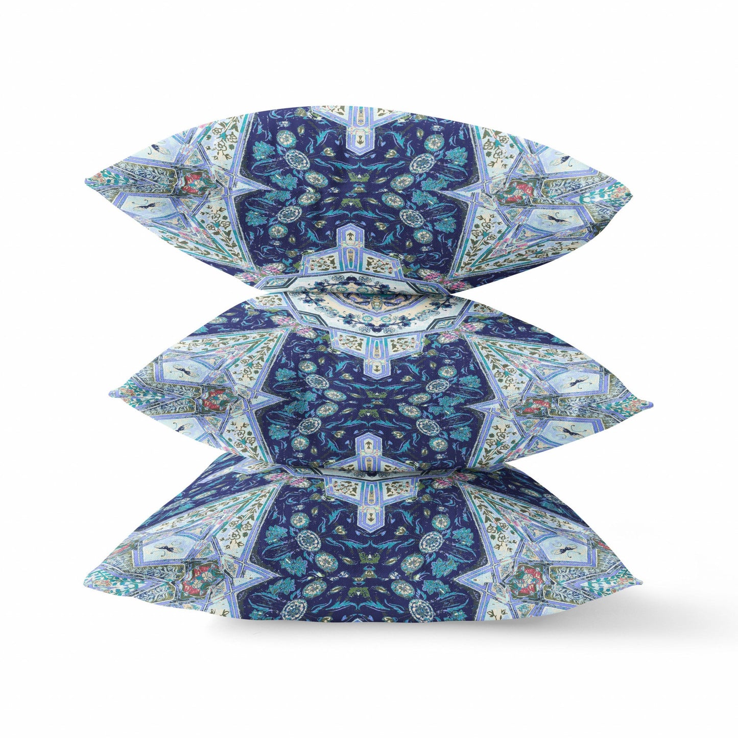 16"X16" Indigo Microsuede Geometric Zippered Pillow FurniFindUSA