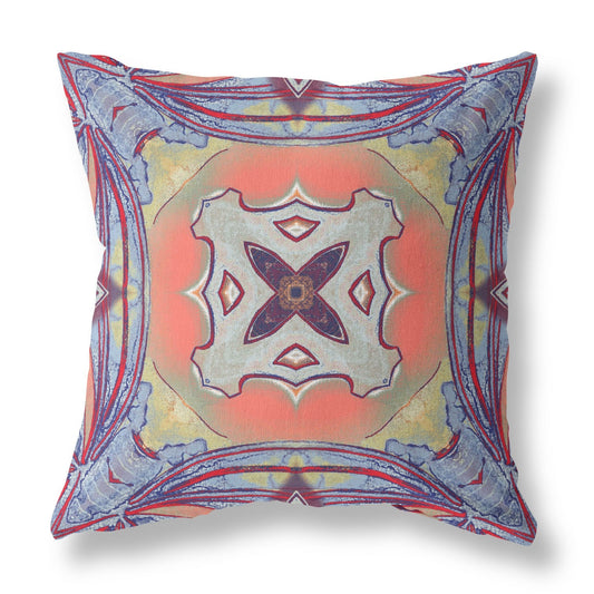 16" X 16" Purple Orange Geometric Zippered Suede Throw Pillow FurniFindUSA