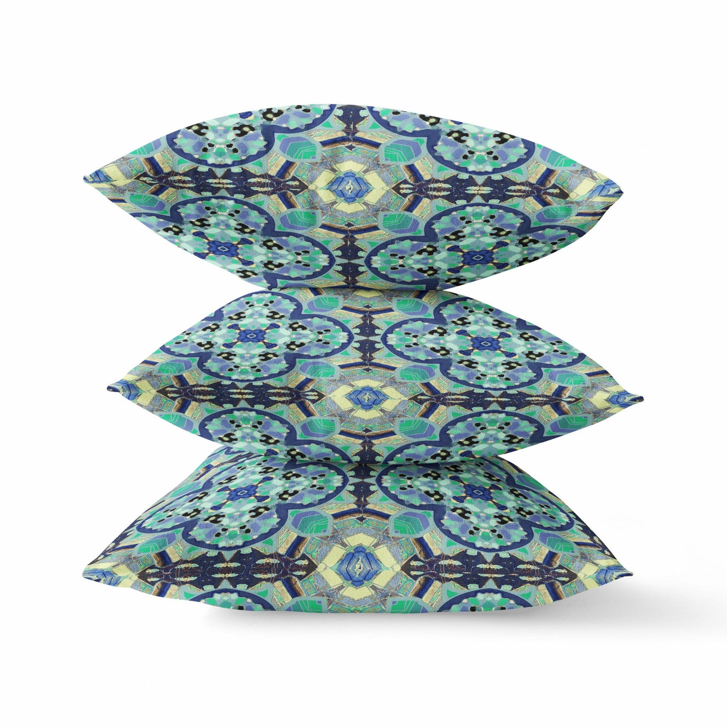 16"X16" Aquamarine Microsuede Quatrefoil Zippered Pillow FurniFindUSA