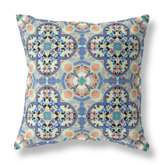 16"X16" Blue And Purple Microsuede Quatrefoil Zippered Pillow FurniFindUSA