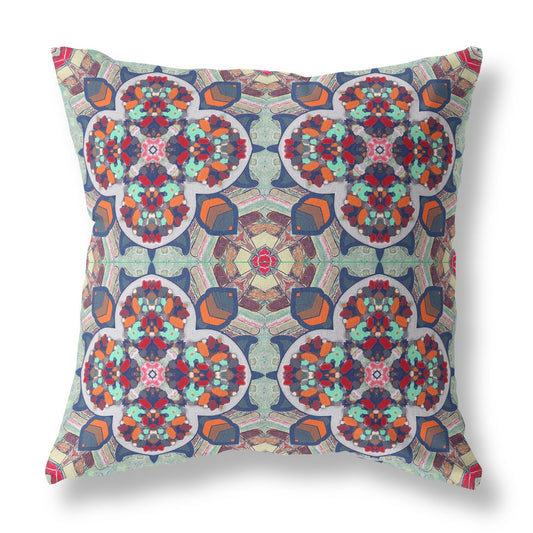 16"X16" Orange Red Microsuede Quatrefoil Zippered Pillow FurniFindUSA