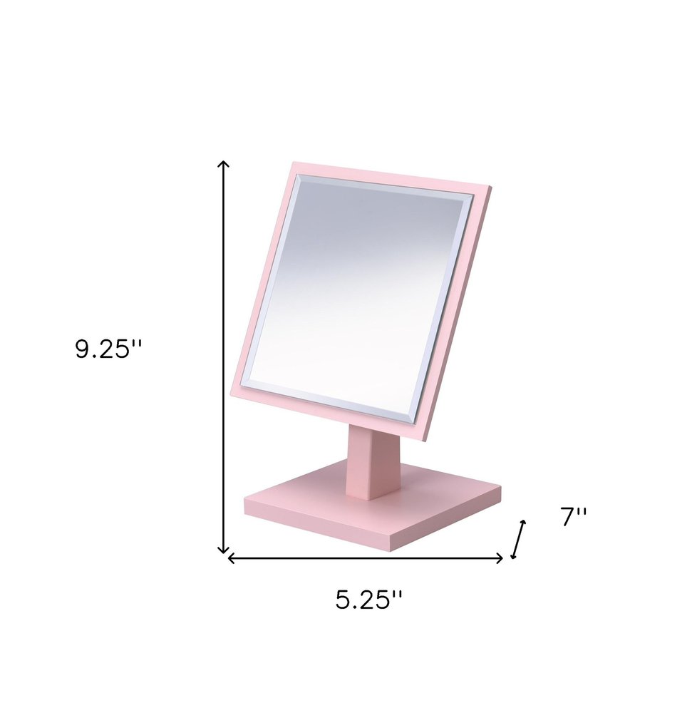 Pink Rectangle Makeup Shaving Tabletop Mirror HomeRoots
