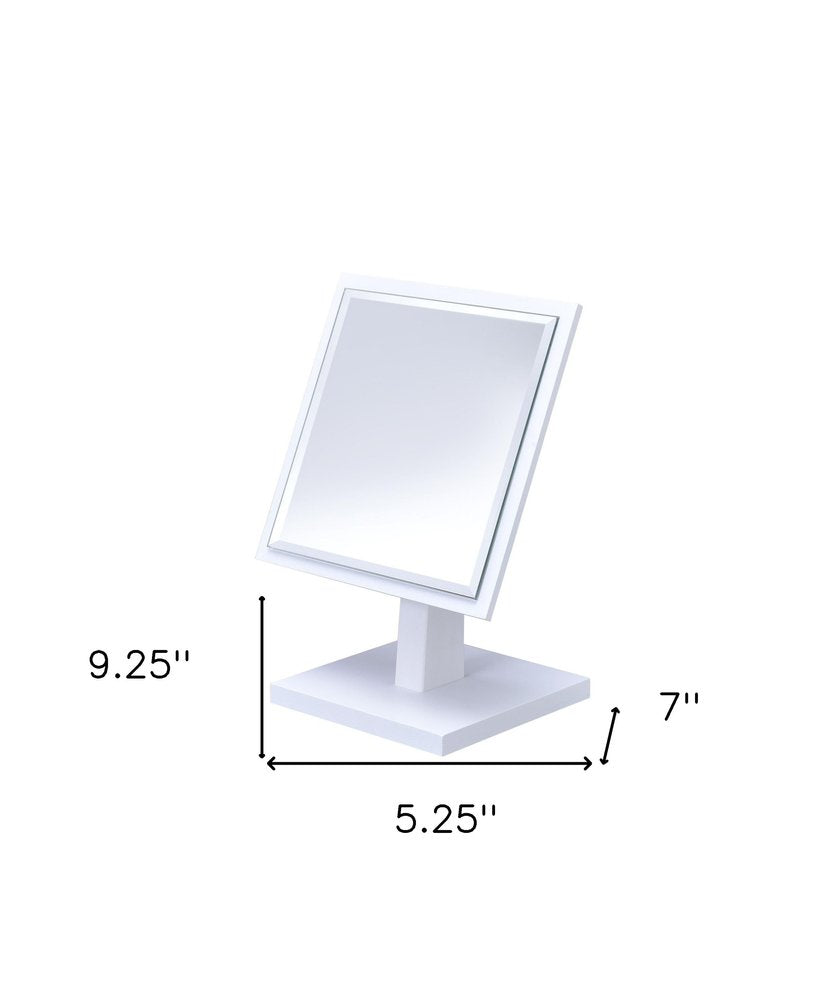 White Rectangle Makeup Shaving Tabletop Mirror HomeRoots