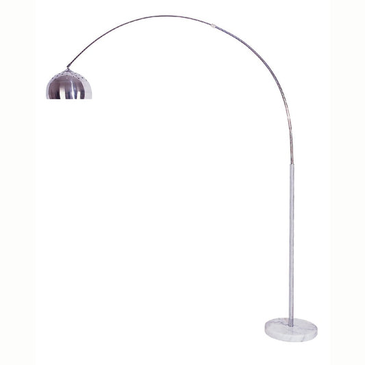 85" White Metal Arched Floor Lamp With Silver Metal Dome Shade HomeRoots