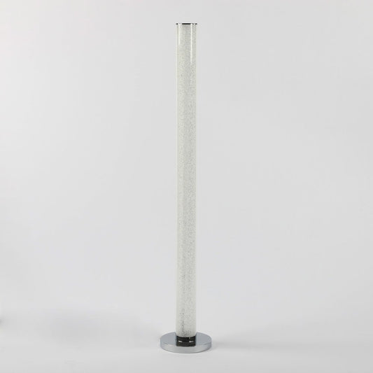 49" White Metal LED Column Floor Lamp With Clear Acrylic Drum Shade HomeRoots