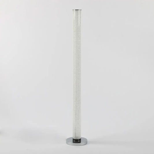 49" White Metal LED Column Floor Lamp With Clear Acrylic Drum Shade HomeRoots