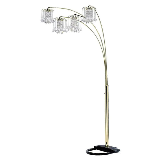 84" Gold Four Light Tree Floor Lamp With Clear Glass Novelty Shade HomeRoots