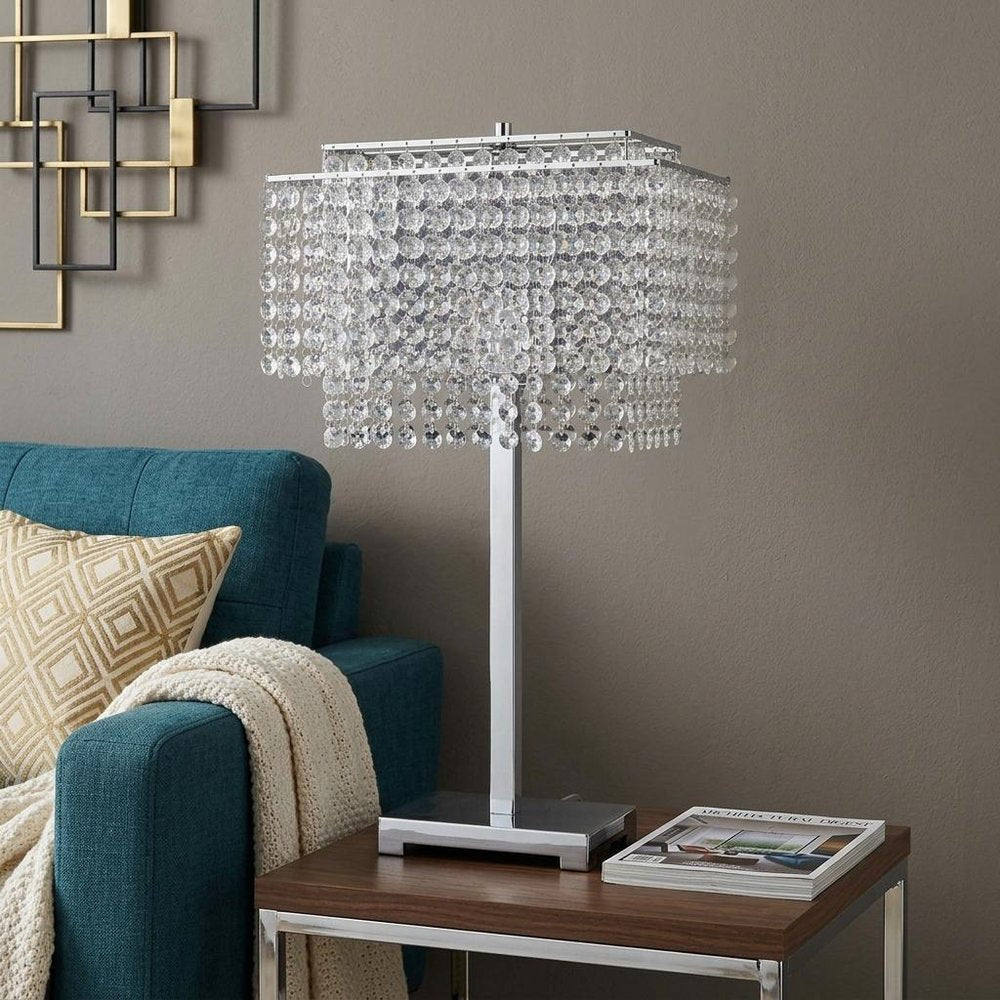 Bling Glam Faux Crystal Rectangular Table Lamp HomeRoots