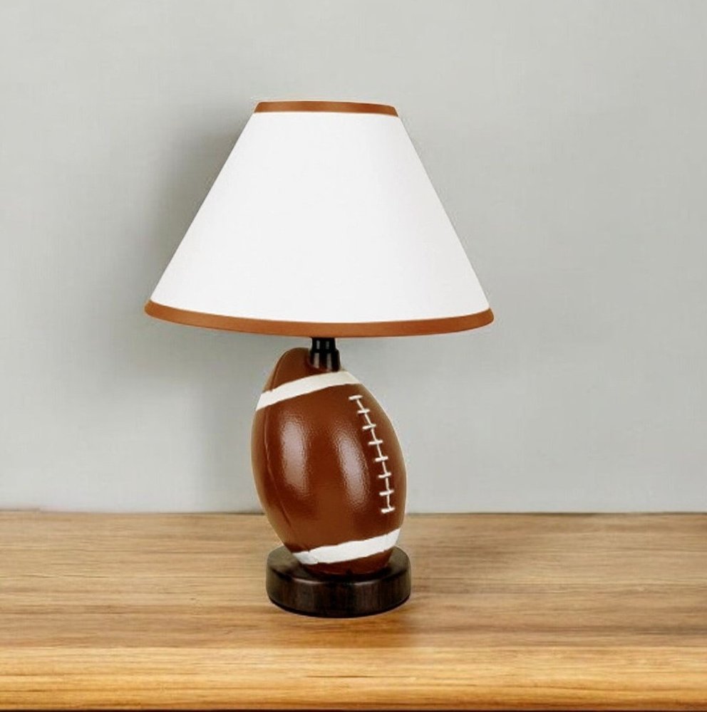 14" Brown Ceramic Novelty Bedside Lamp With Brown And White Empire Shade HomeRoots