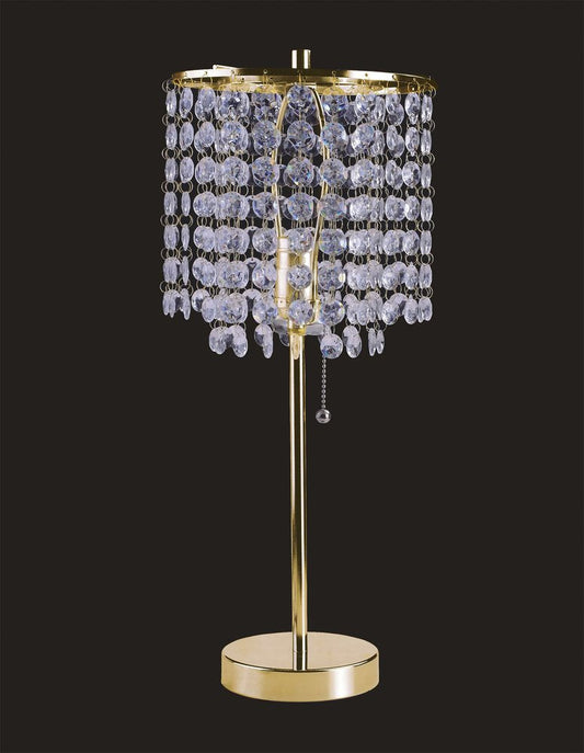 20" Gold Metal Bedside Table Lamp With Clear Drum Shade HomeRoots