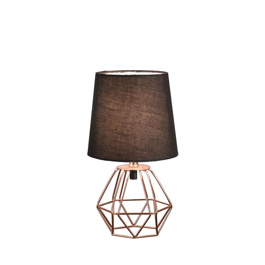 11" Copper Bedside Table Lamp With Black Empire Shade HomeRoots