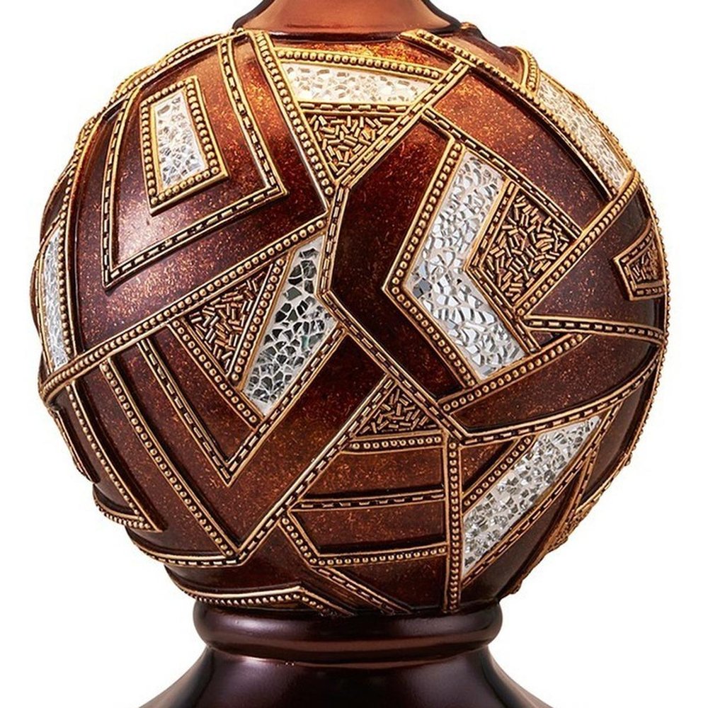 Brown Metallic Mosaic Design Table Lamp HomeRoots