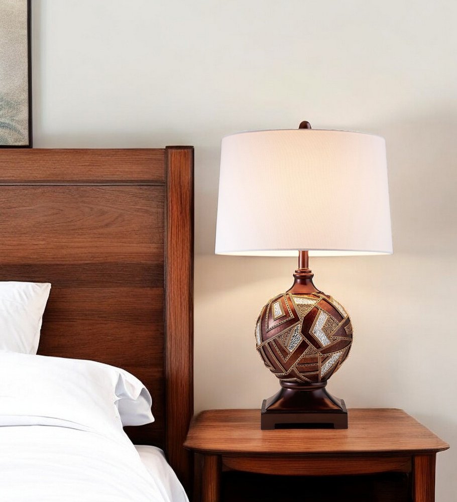 Brown Metallic Mosaic Design Table Lamp HomeRoots