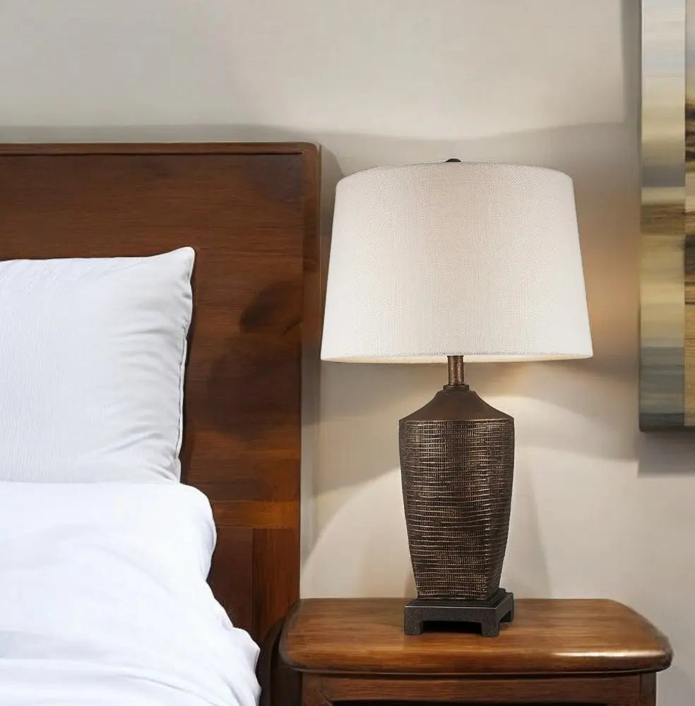 Fantastic Rustic Ribbed Bronze Table Lamp HomeRoots