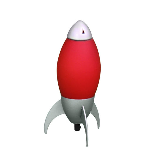 11" Red And Silver Acrylic And Metal Rocket Shaped Bedside Lamp HomeRoots