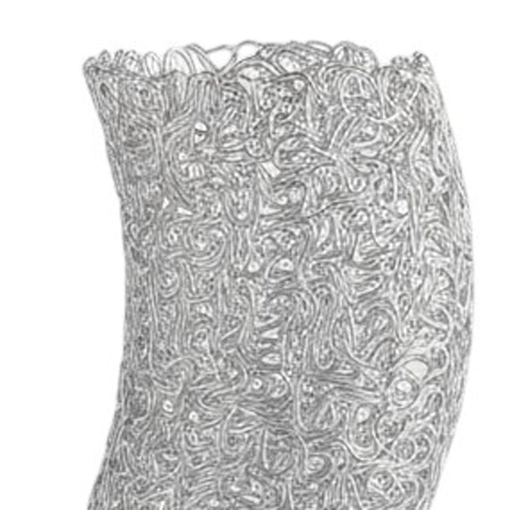 12" Silver Bedside Table Lamp With Silver Swirl Novelty Shade HomeRoots