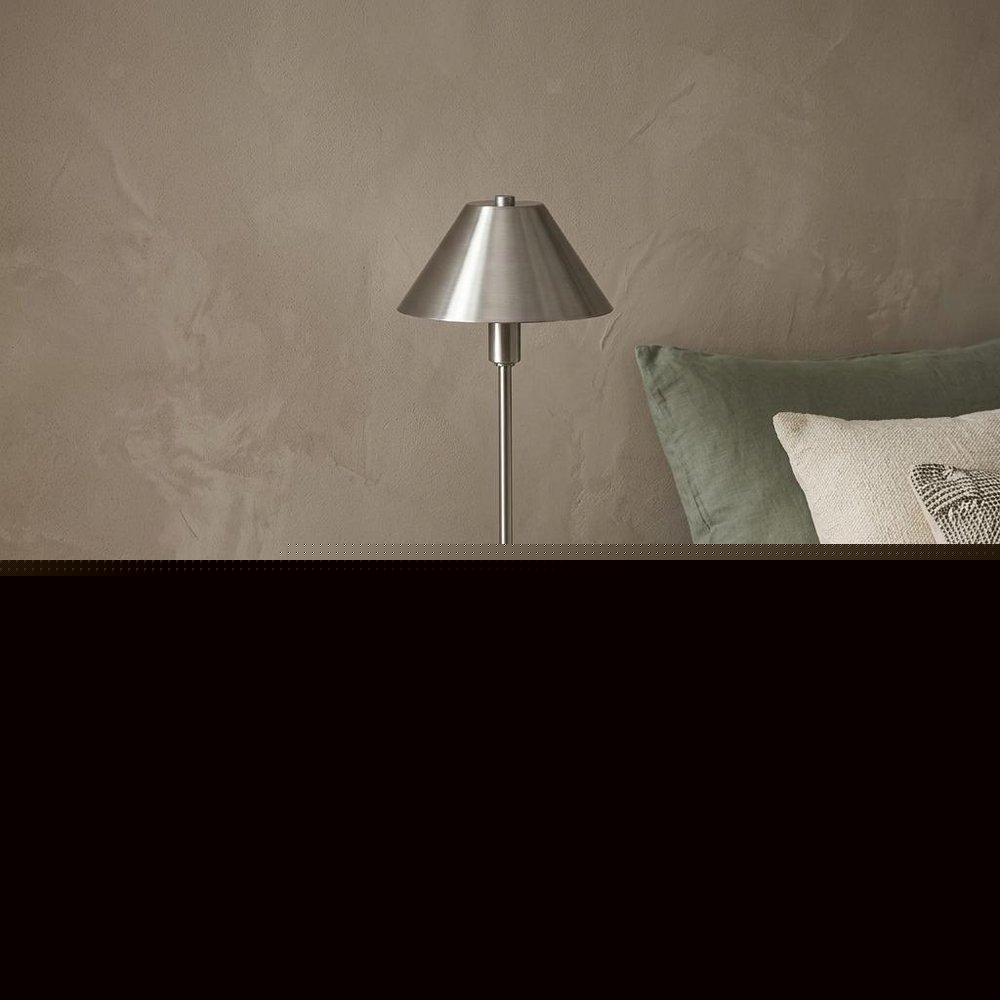 17" Silver Metal Bedside Table Lamp With Silver Cone Shade HomeRoots