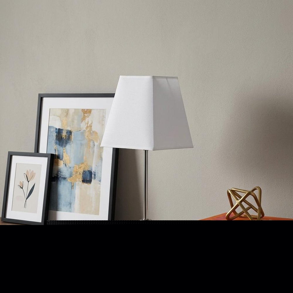 19" Silver Bedside Table Lamp With White Empire Shade HomeRoots