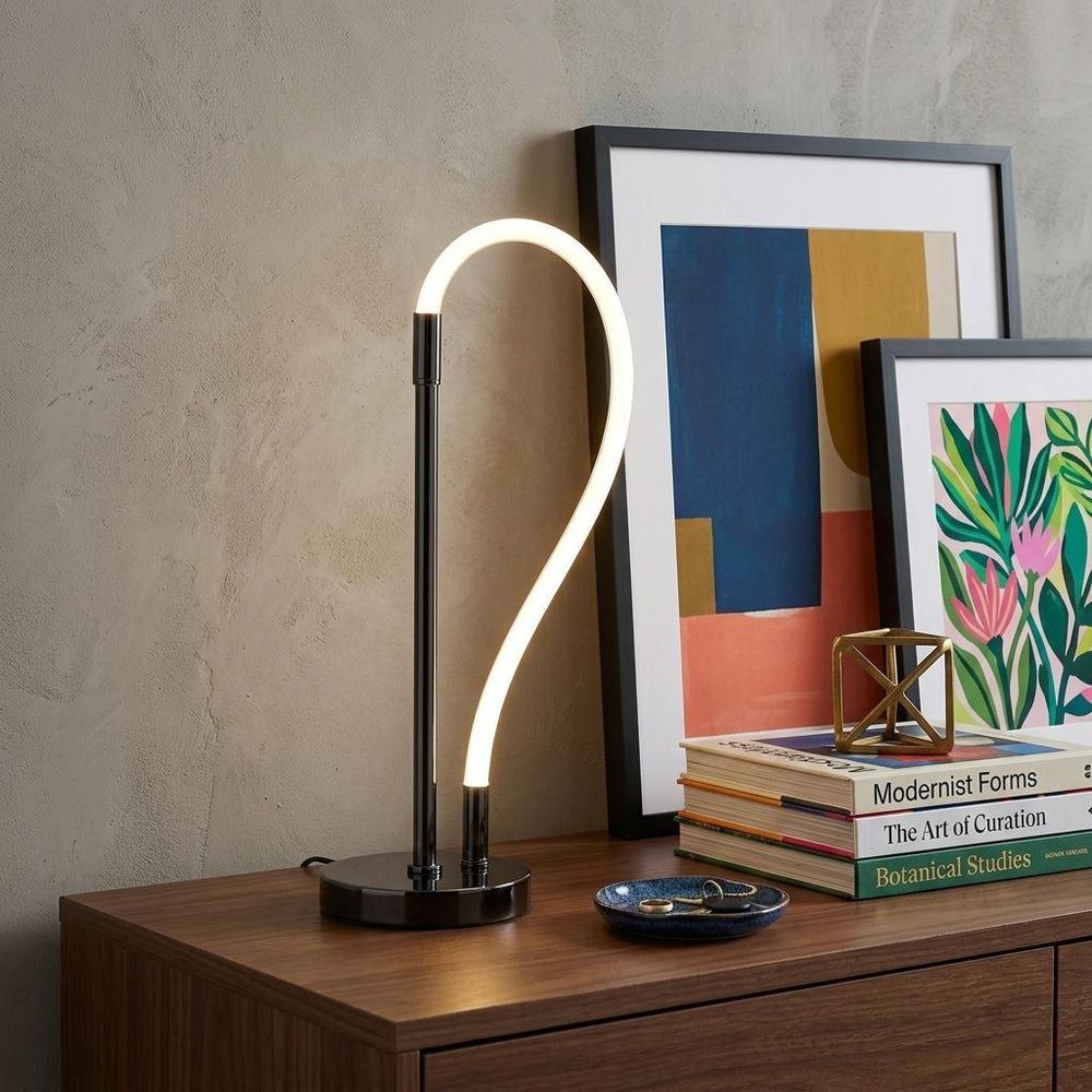 21" Silver Bedside Led Table Lamp HomeRoots