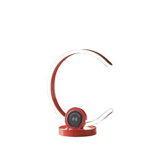 13" Red Contempo C Shape LED with USB Desk or Table Lamp HomeRoots