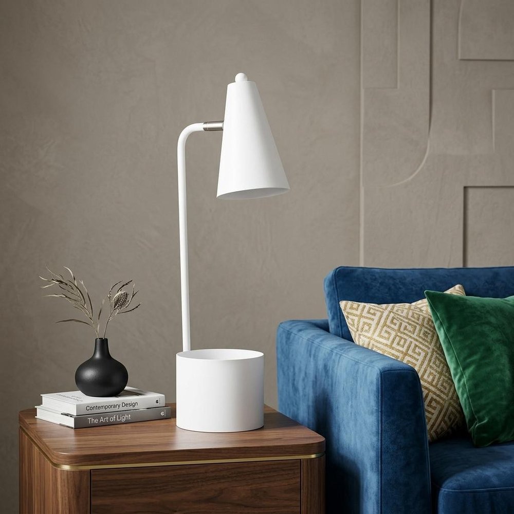 20" Compact White Metal Desk Lamp HomeRoots