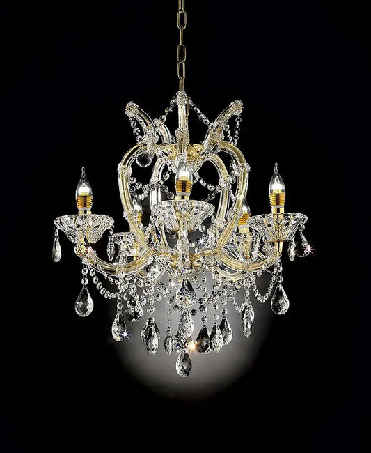 Five Light Glam Gold and Faux Crystal Chandelier HomeRoots
